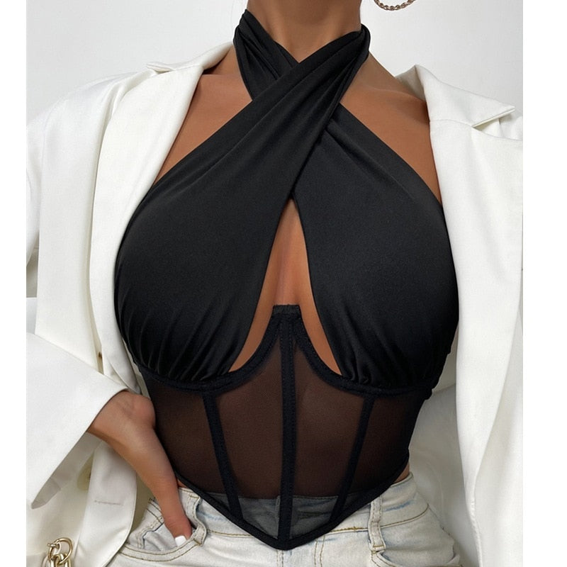 Corsetto con scollo all'Americana